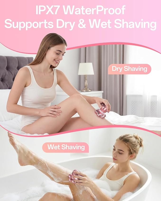 Electric Razors for Women, 5-in-1 Womens Electric Shavers for Legs, 7D Waterproof Wet Dry Travel Body Hair Remover Bikini Shavers for Lady Face Underarms Public