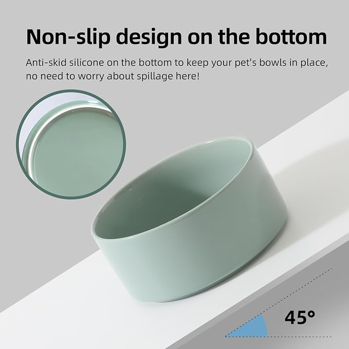Havniva Ceramic Dog Bowls, Dog Food and Water Bowl Set, Dog Water Bowl | 7.3” Ceramic Dog Food Bowls with Non-Slip Rubber Base, Large Capacity, Dog Feeding Bowls for Medium Dogs