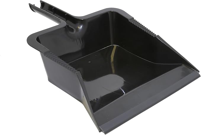 CHARLES BENTLEY Bulldozer Heavy Duty Dustpan and Brush Set with Stiff, Soft PVC Bristles, Serrated Edges, Front Scraper, Rubber Lip, Suitable for Garden and Indoor Use, Black and Yellow (44x28.5cm)