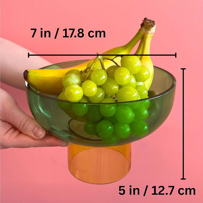 Cloudnola Reversible Decorative Glass Bowl, Green and Yellow, 7" dia x 5", For Entertaining, Fruit Bowl, Centerpiece Bowl, Ideal Gift for Weddings, Birthday, Anniversary or Any Occasion