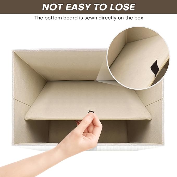 Bagnizer Large 42 Quarts Fabric Storage Bins with Lids [2-Pack] Linen Collapsible Foldable Storage Cubes, Closet Organizer Containers boxes with Handles for Home Office (16.7 x 12 x 12, White)