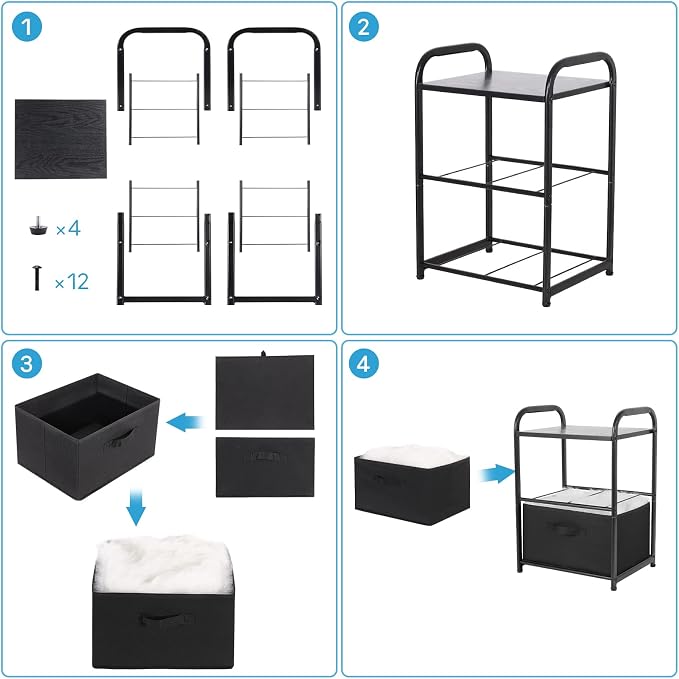 MAX Houser Dresser for Bedroom with 2 Drawers, Wide Chest of Drawers, Fabric Dresser, Storage Organizer Unit with Fabric Bins for Closet, Living Room, Hallway, Nursery,Black | Wide Chest of Drawers, Fabric Dresser, Storage Organizer Unit with Fabric Bi...