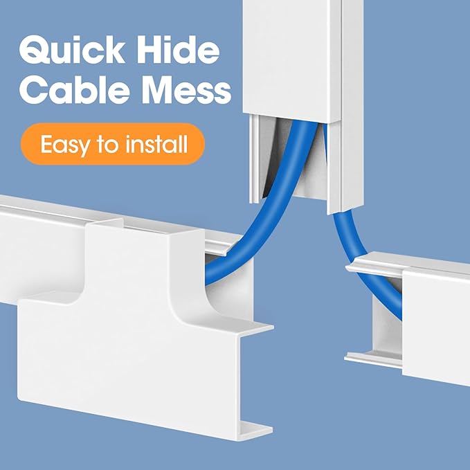 1260in Cord Hider Kit, Cord Covers for Wires on Wall, Paintable Cable Raceway, Cord Hider for Wall Mount tv, tv Cable Hider Wall kit, Wire Covers for Cords, 80X L15.75 X W0.96in X H0.57in, White