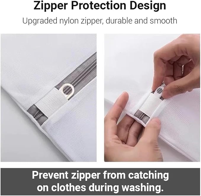 Laundry Bag Reusable Mesh Wash Bag With Non Rust Zipper Clothes Protection Net Washing Machine Universal(1PC-15x16CM)