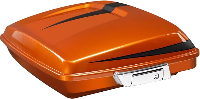 5.5" Razor Motorcycle Trunk W/Latch Key Fit For Harley 2014-2025 Touring CVO Road King Street Glide Electra Glide Ultra Limited Pack Scorched Orange/Black Denim