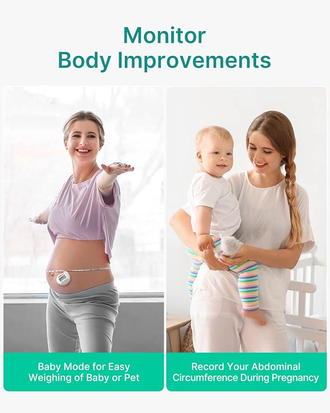 FITINDEX Smart Scale and Tape Measure, Digital Bathroom Scale & Body Tape Measure Sync with APP, Bluetooth Weighing Machine, Body Composition Analyzer, for Health Care