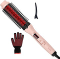 Infrared Thermal Brush, Dual Voltage Negative Ions Heated Round Brush, 1 1/2 Inch Straightener & Curling Iron Brush 2 in 2, Dual PTC Non-Blowing Thermal Round for Wome, Soft Pink