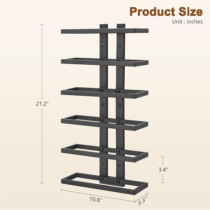 Hoctieon 2-Set 6 Tier Wall Mount Wine Rack (12 Tiers), Wall Racks for Wine Bottles Display and Storage, Hanging Bottle Organizer for Living Room, Dining Room, Wine Cellar, Bar, Black