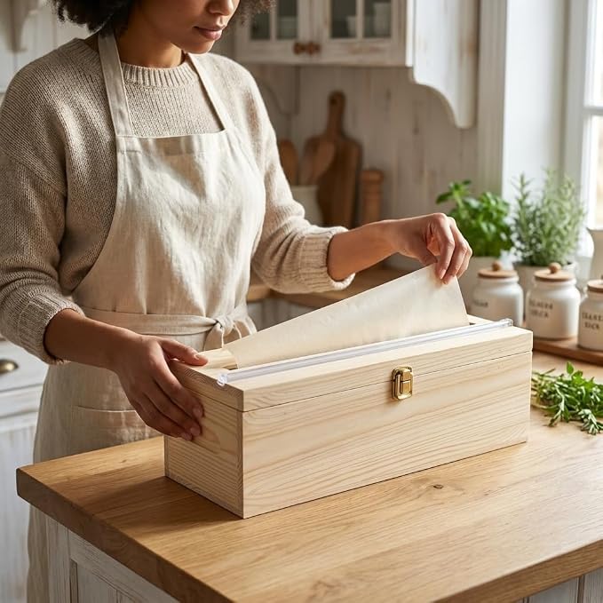 18 Inch Foil Dispenser with Cutter,Plastic Wrap Dispenser,Butcher Paper Holder,Kraft Freezer Wax Paper Roll Organizer for Countertop
