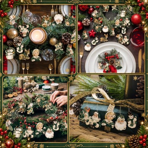 Huwena 36 Pcs Vintage Christmas Tree Ornaments, Classic, Pine Green