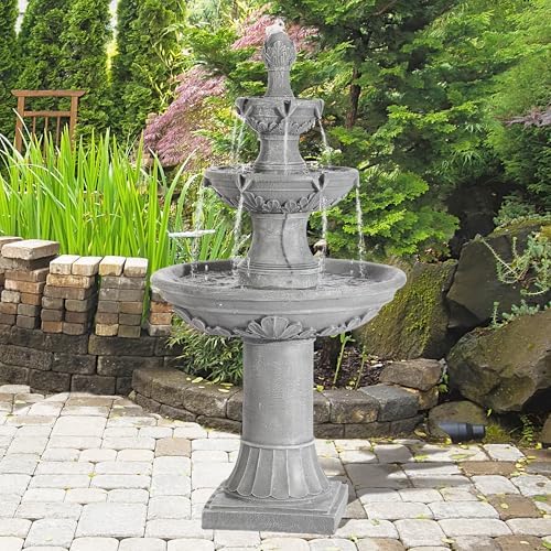 3-Tiers 48.4" H Italian Outdoor Water Fountains Feature Garden Decor