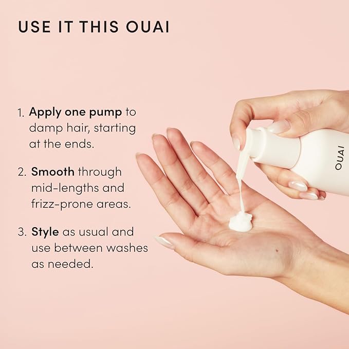 OUAI Anti Frizz Cream Travel Size - Moisturizing Hair Cream with Frizz Control & Heat Protection - Provides Hydration with Jackfruit & Beetroot Extract - Paraben, Phthalate & Sulfate Free (3 oz)