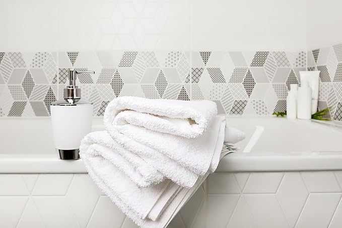 ZUPERIA White Bath Towels Bulk 12 Pack (20 x 40 Inches) - 100% Cotton Economy Light Weight Towels for Commercial Use - Quick Dry, Ultra-Soft, and Absorbent Bulk Towels