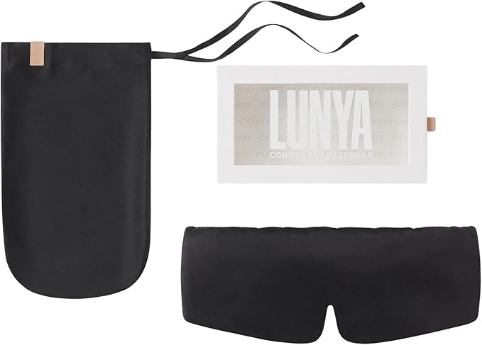 Lunya Women's Washable Silk Sleep Mask LUSK7000, Immerse Black, L | Washable Silk