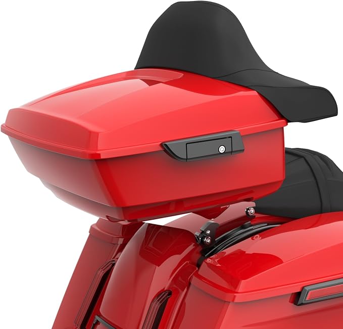 Advanblack Road Glide Tour Trunk Pack Billiard Red King Tour Trunk Pack Luggage +Wrap-Around Backrest Pad for '97-'25 Harley Touring Road King Street Glide Electra Glide CVO models