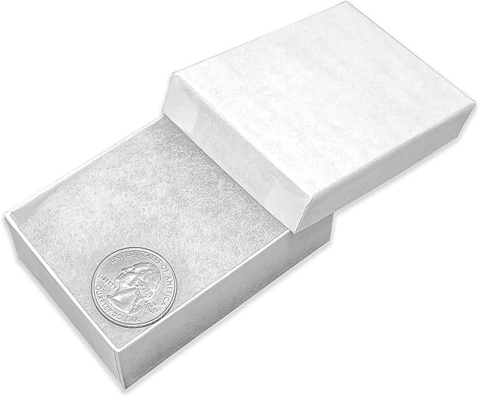 TheDisplayGuys - 25-Pack #32 Cotton Filled Cardboard Paper Jewelry Boxes Gift Case - Matte White (3.3" x 2.3" x 1.0") - for Shipping or Storage