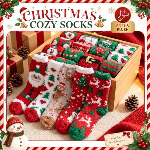 100 Pairs Christmas Fuzzy Socks Bulk for Adults