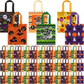 Sweetude 120 Pcs Halloween Tote Bags Bulk Trick Treat Bag with Handles Reusable Non Woven Halloween Treats Party Gift Favors Bags for Kids(Skull & Ghost)