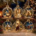 6 Pack Lighted Christian Christmas Ornaments, 3.15 Inch Religious Globes