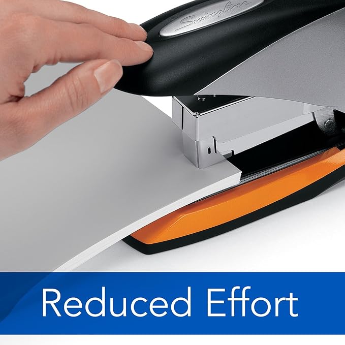 Swingline Stapler, 70 Sheet Capacity, Optima 70, Jam Free, Reduced Effort, Soft Grip, Metal, Silver/Black/Orange (87875) (Pack of 3)