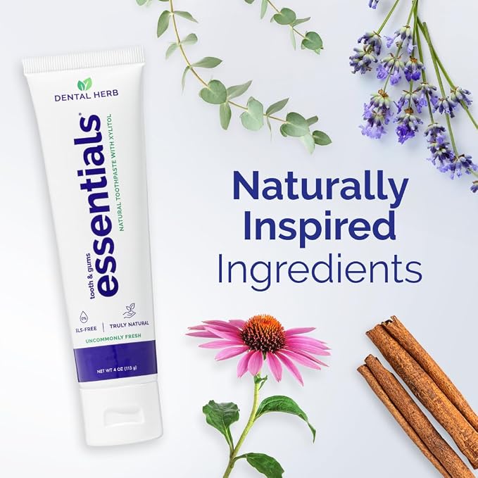 Dental Herb Company Essentials Fluoride-Free Toothpaste, 3 Pack, 4 oz | Plant-Based, Fresh Breath, SLS-Free, Clean Ingredients, Daily Toothpaste