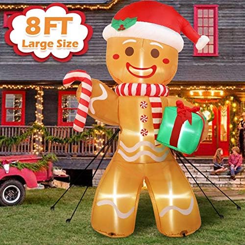 OurWarm 8FT Christmas Inflatables Outdoor Gingerbread Inflatable for Yard