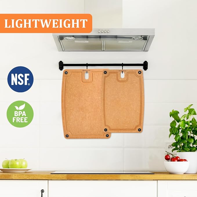 2PC Cutting Boards for Kitchen Dishwasher Safe Eco-Friendly Composite Cutting Board, Reversible Chopping Board with Handles & Juice Grooves, Small & Medium Cutting Board for Kitchen