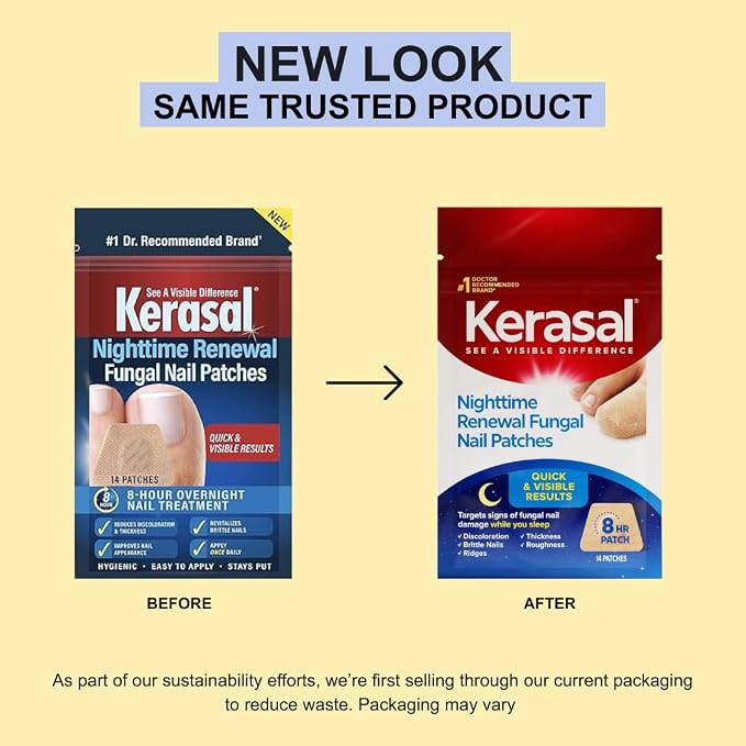 Kerasal Nighttime Nail Renewal Patches - 14 Patch - Overnight Restoring Nail Repair (Pack of 4)