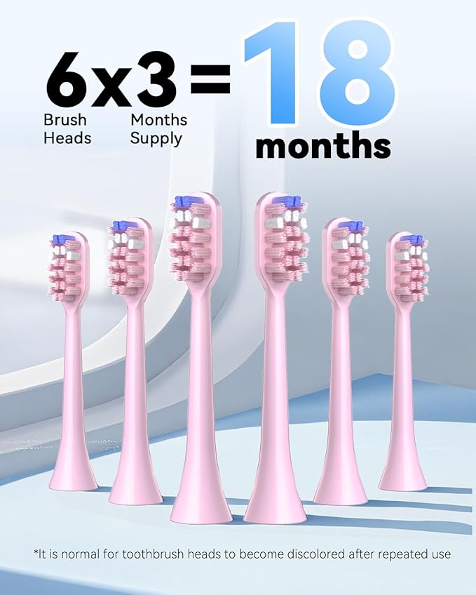 JTF Sonic Electric Toothbrush with UV Sanitizing & Drying: 5 Modes for Effective Yet Gentle Cleaning – with 6 Brush Heads, Rinse Cup, Wireless Charging Base, Rechargeable for Daily Care, Home & Travel