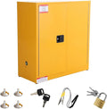Flammable Storage Cabinet 43" x 18" x 44", 30 Gallon Galvanized Steel Flammable Liquid Storage Locker with Adjustable Shelves & Manual-Close Doors, OSHA Compliant Hazardous Material Cabinet, Yellow
