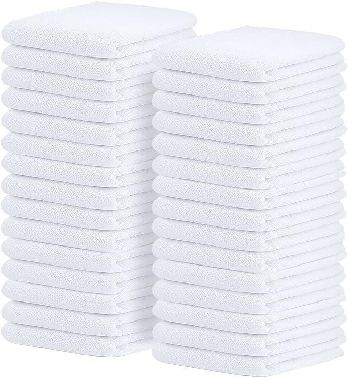 Avalon Towels Terry Bar Mop Towels (Value Pack of 30) Size 16"x19" – Absorbent and Durable, Multipurpose Cleaning Rags, Cotton Cleaning Towels, Terry Cloth Rags, Reusable Shop Rags (White)
