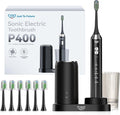 JTF Sonic Electric Toothbrush with UV Sanitizing & Drying: 5 Modes for Effective Yet Gentle Cleaning – with 6 Brush Heads, Rinse Cup, Wireless Charging Base, Rechargeable for Daily Care, Home & Travel