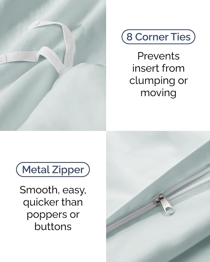 Duvet Cover Twin/Twin XL Size Set - Extra Soft Twin/Twin XL Duvet Cover 68" x 90" with 1 Pillow Sham for Women, Men, Kids & Teens - Comfy, Easy-Care & Fade Free w/ Zipper Closures & Ties (Ice Blue)