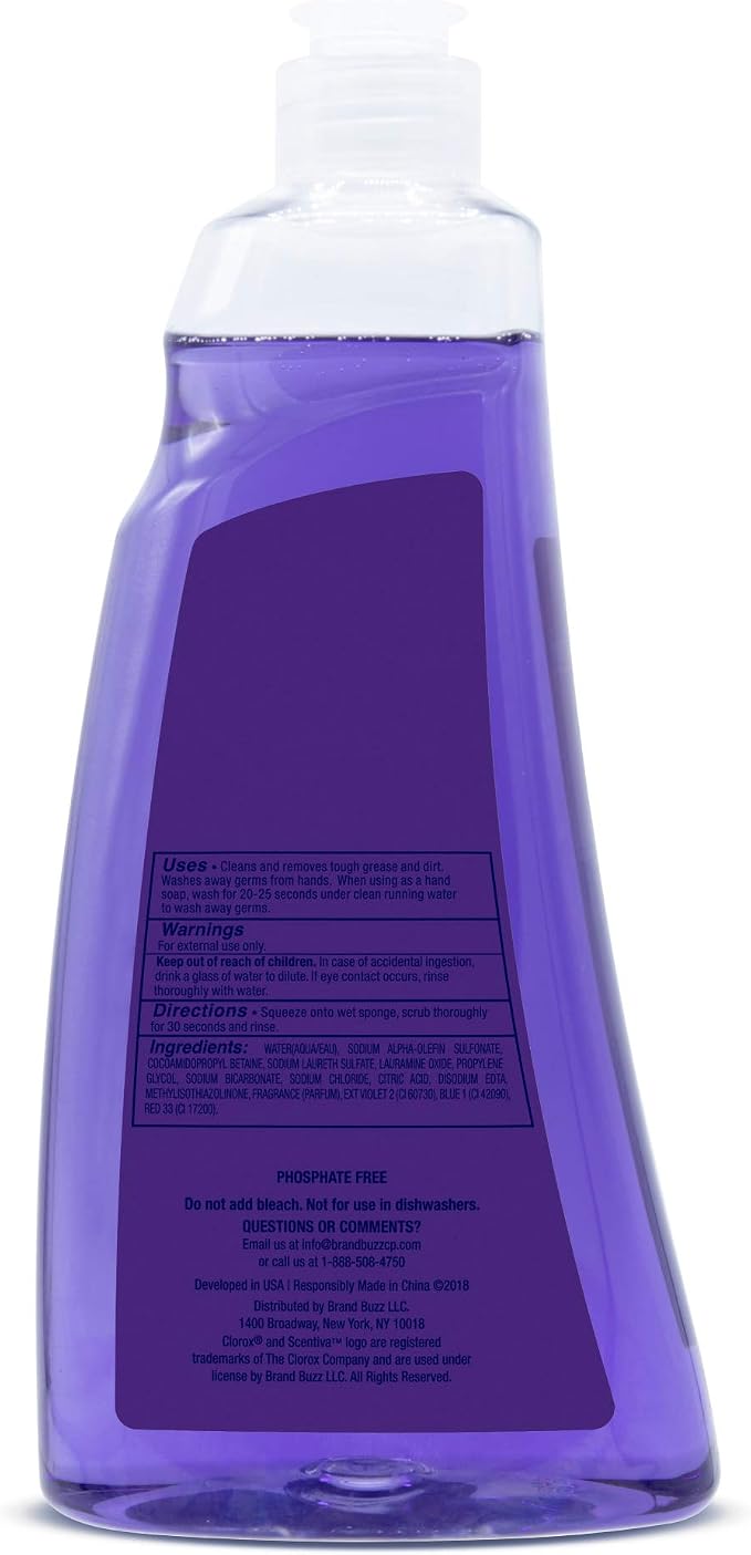 Clorox Scentiva Dish Soap | Great Smelling Dishwashing Liquid Cuts Through Grease FAST | Quick Rinsing Formula Washes Away Germs | A Powerful Clean You Can Trust, Tuscan Lavender & Jasmine, 26 oz