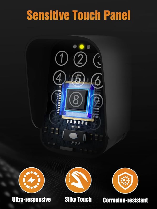JUJIANG TKM-01 Touch Panel Wireless Gate Keypad with Outdoor Keypad Cover Digital Code Entry Access Control Keypad for Automatic Swing Sliding Gate Opener Garage Door Opener Remote Operator Accessory