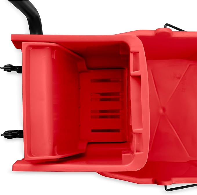 Carliste Food Service Sparta Commercial Mop Bucket with Side Press Wringer, Floor Cleaning Essentials for Commercial and Home Use, Polypropylene, 26 Quart Capacity, 1 Count, Red