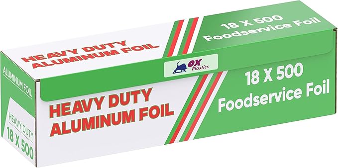 1 Pack Aluminum Foil Wrap 18"x 500 Feet - 80 Gauge Heavy-Duty, Commercial Grade for Food Service Industry - Silver Foil for Cooking, BBQ and Baking