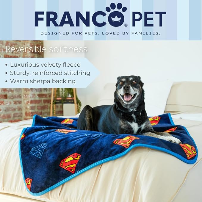 Superman DC Comics Waterproof Dog Bed Cover, Large 40x50 Pet Blanket for Furniture Bed Couch Sofa, (Officially Licensed) by Franco