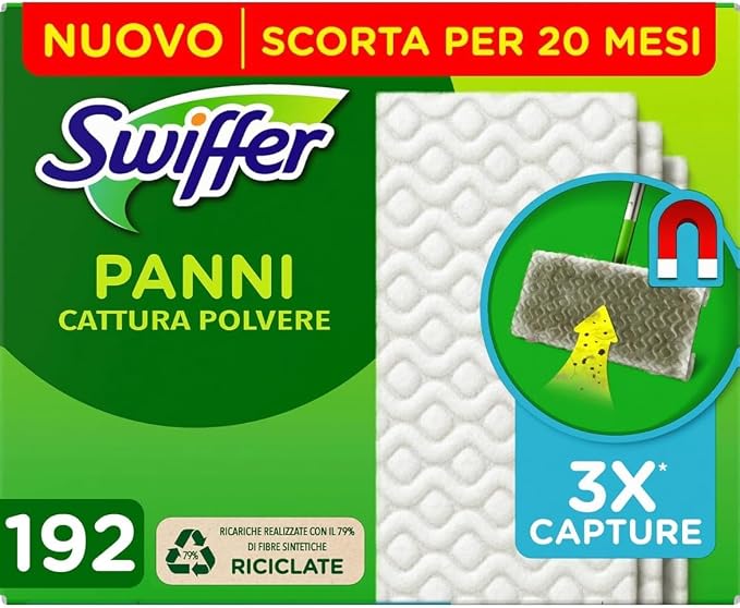 Swiffer Dust Trapper Cloths, 240 Microfibre Dry Cloths, Dust and Dirt Catch Cloths, Great for All Types of Floors and Animal Hair, Maxi Size, Cloths with 79% Recycled Fibres
