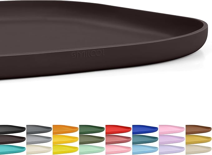 SMILOOL Waterproof Silicone Pet Food Mat with Raised Edge for Dog & Cat | 12" x 12" Non-Slip Small Pet Feeding Mats with Lip for Food & Water Bowl, Food Grade, Easy Cleaning, Dark Brown