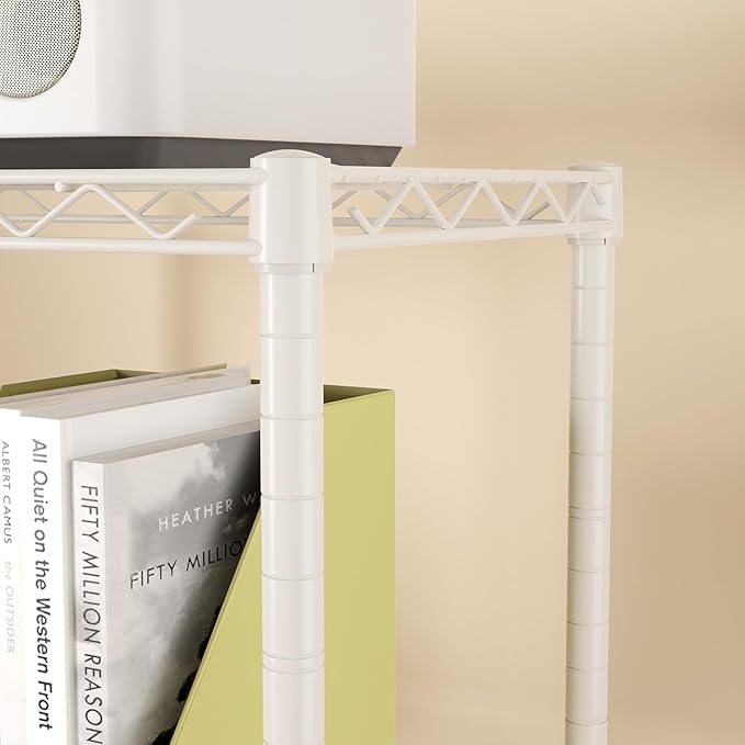 SINGAYE 3 Shelves Storage Shelf Wire Shelving Unit Metal Adjustable Wheels | Small Shelf Storage with Wheels Organizers Closet Unit for Bathroom Laundry Room Kitchen Pantry11.5D x 17.5W x 30.5H White