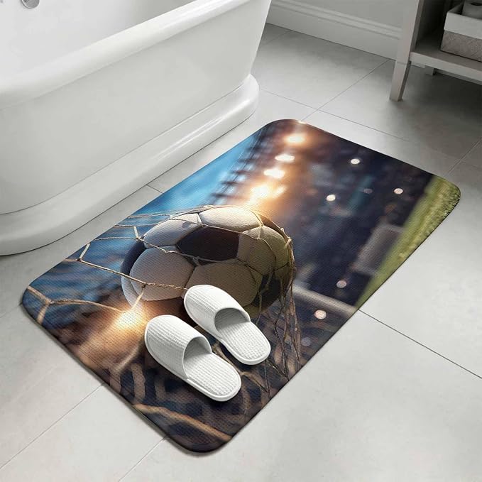 Area Rug for Living Room, Football Sports Non Slip Large Rugs Washable Rug, Football Field Goal Net Soccer Low Profit Indoor Carpet Mat Rugs for Bedroom Bathroom Dining Room, 47.2" x 63"