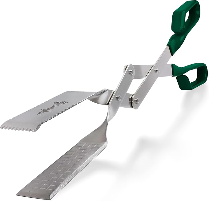 Grill Tongs - 17 inch (Green). Professional steak grilling utensil. Long-reach Barbeque Tong. Ideal for steak, fish, burger, and sausage