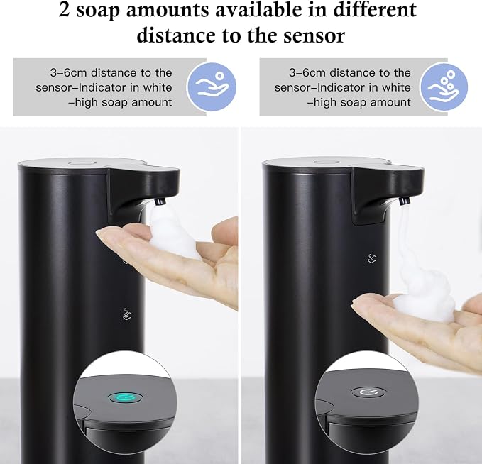 LAOPAO Automatic Soap Dispenser Foaming: Rechargeable Touchless Soap Dispenser Stainless Steel Foam Soap Dispenser for Bathroom Hand Soap Pump for Kitchen Xmas Gift, 9oz, Black