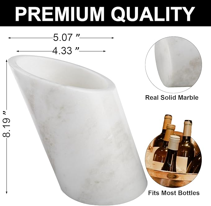 BCS Marble Wine Bottle Chiller - Versatile Wine Chillers for Bottles - Applicable to Kitchen Utensil Holder/Makeup Brush Holder/Pen Holder for Desk That Also Serve as Lamp Shade