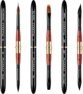 3pcs Dual-Tip Travel Watercolor Brushes - 6 Tip Styles, Fuumuui Sable Synthetic Squirrel Hair Travel Brushes Set with Leather Pouch Perfect for Watercolor Gouache Ink Painting