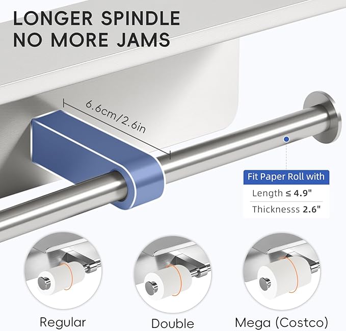 4 Pack Double Toilet Paper Holder with Shelf, Wall Mount Tissue Roll Holder for Bathroom, Heavy Duty 304 Stainless Steel Commercial Toilet Paper Dispenser with Phone Shelf - Brushed Nickel