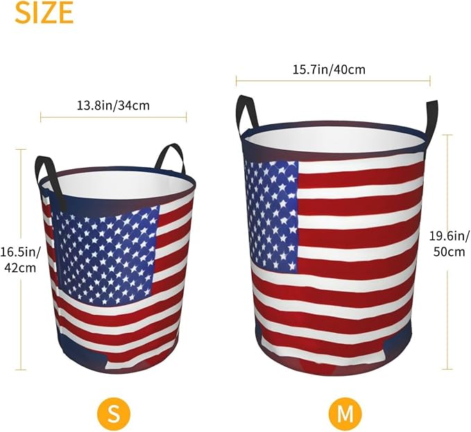American Flag Baseball Large Foldable Laundry Basket Hamper,Storage Basket Bin With Handles,For Bathroom,College