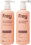 FREY Full Wash Laundry Care Bundle - Concentrated Liquid Laundry Detergent & Fabric Softener (Jasmine Meadow)