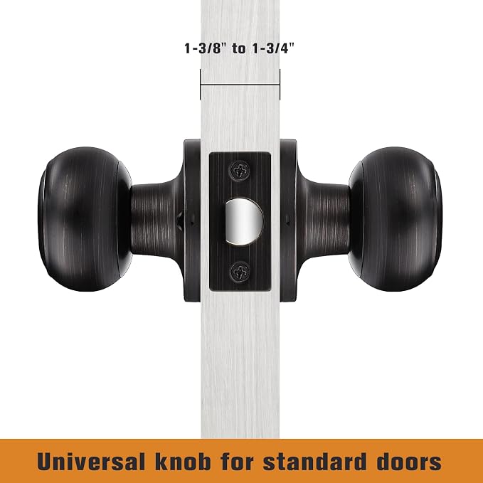 Probrico Door Knob, Interior Passage Door Knobs for Hall and Closet, Oil Rubbed Bronze, 10 Pack